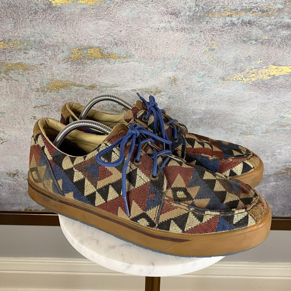 Twisted X Shoes Mens Size 10.5 Multicolor Geometric Canvas Casual Sneakers Hooey